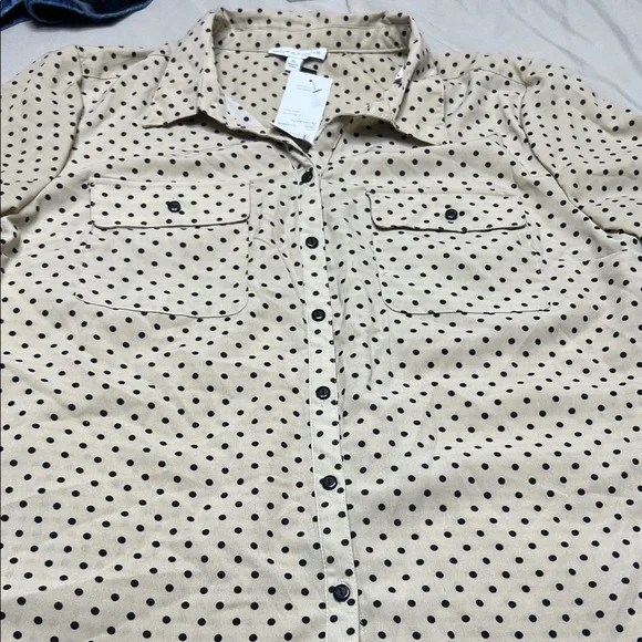 Notations Taupe Dotted Blouse - Picture 2 of 7